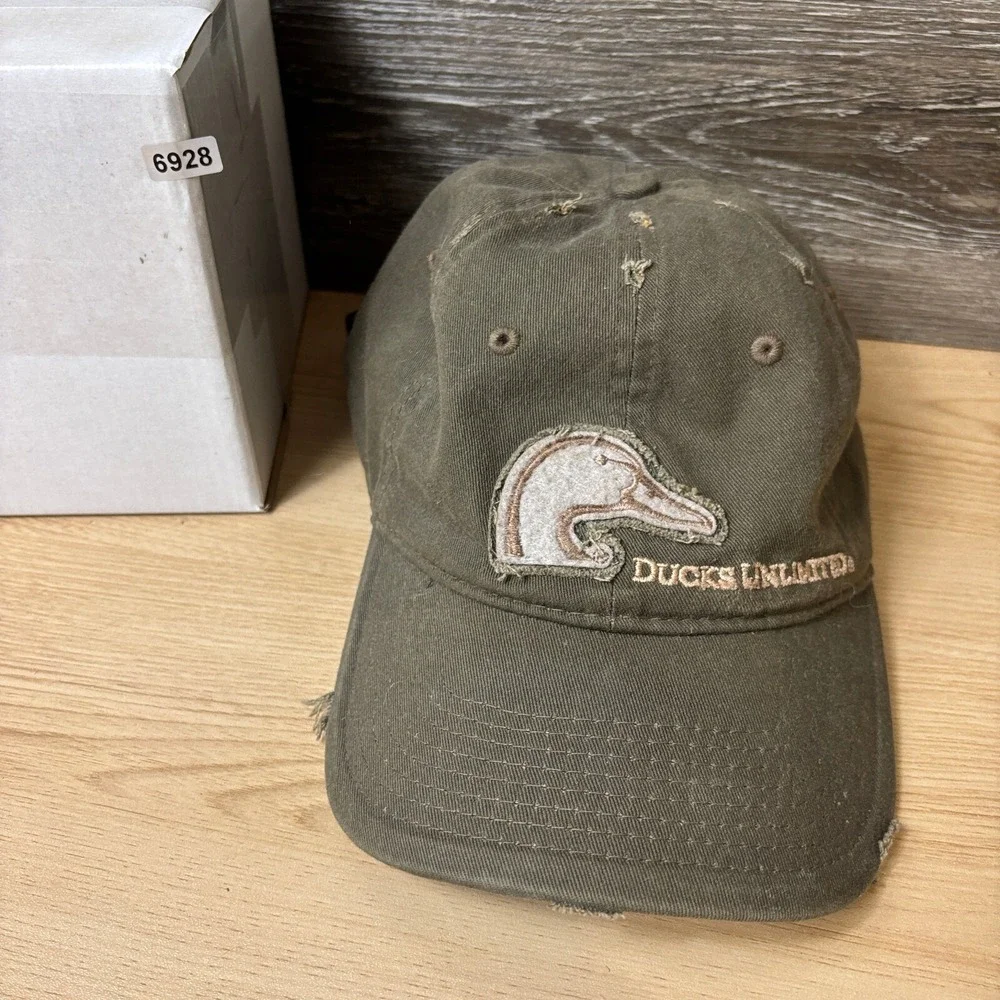 Ducks Unlimited Hat Cap Strap Back One‎ Size Brown Hunting Outdoors Distressed